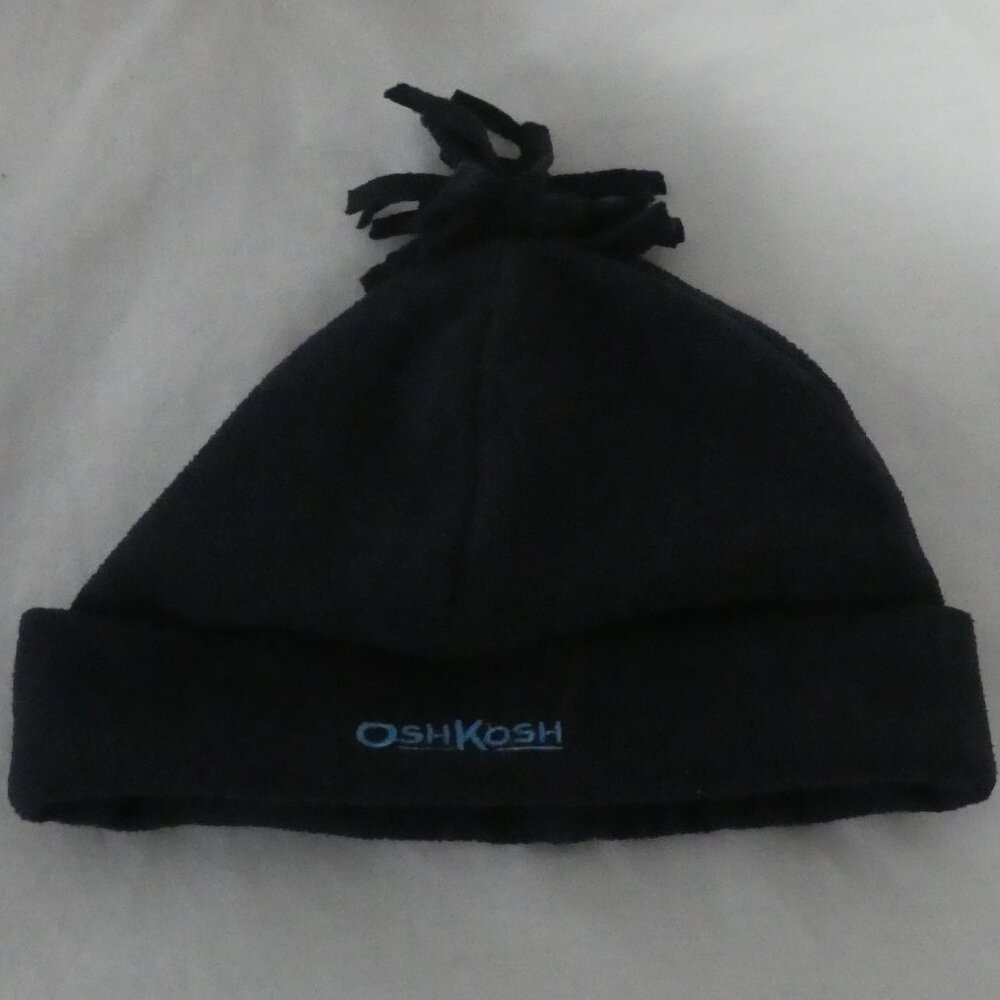 OSHKOSH B'GOSH | large (7-10) | Navy Blue Fleece Hat With Tied Top